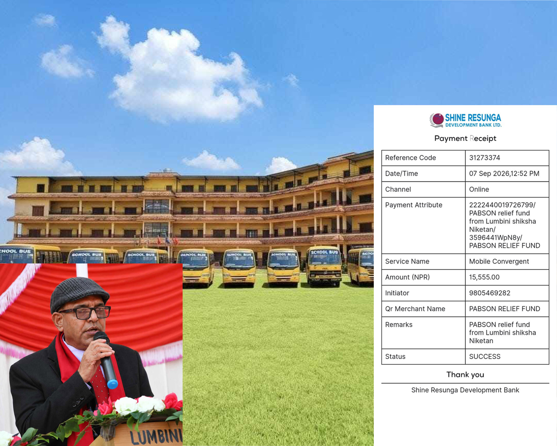 विपद् प्रभावितका लागि लुम्बिनी शिक्षा निकेतनको रु. ५४ हजार सहयोग